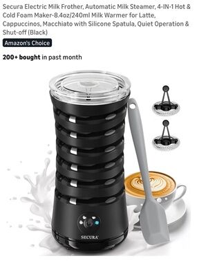 Electric Milk Frother - Black Automatic Milk Steamer